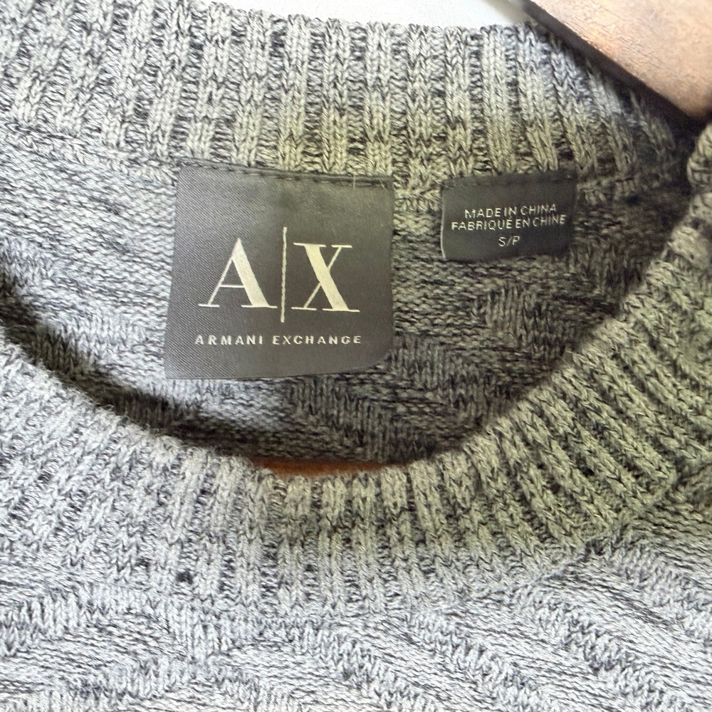 Armani Exchange Mens Gray Marl Button Shoulder Chevron Knit Sweater Small - Picture 3 of 7